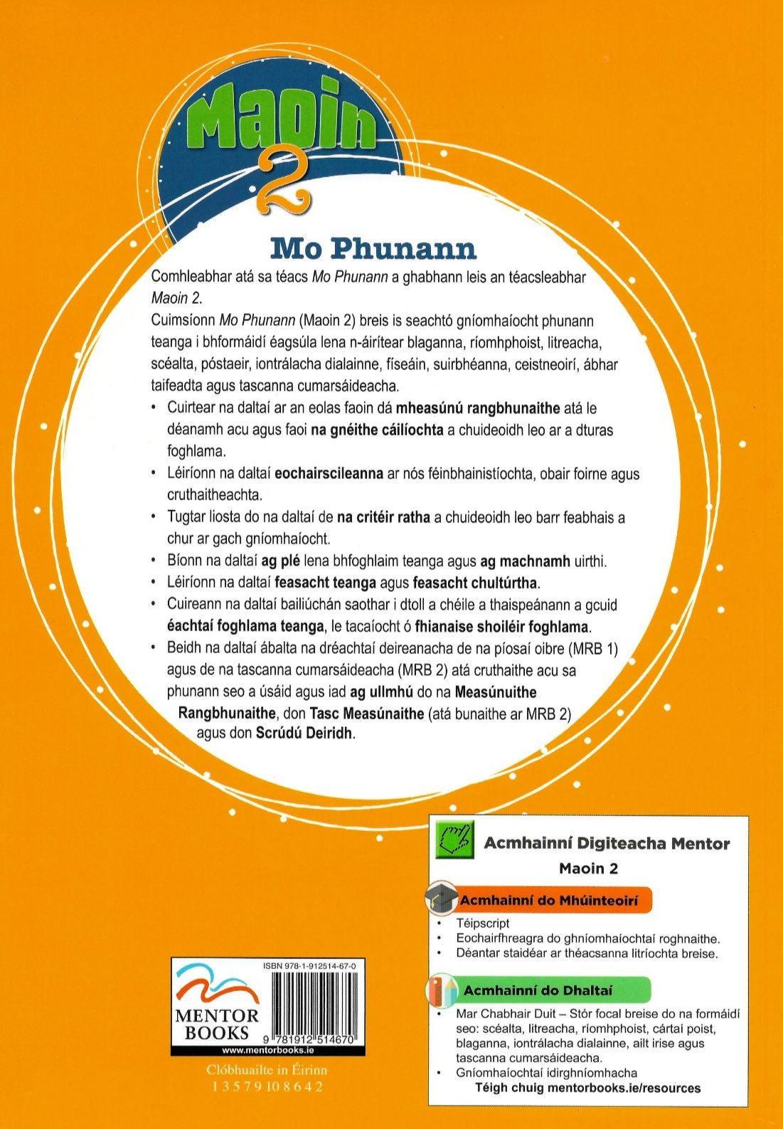 Maoin 2 - Textbook & Mo Phunann / Portfolio Book - Set by Mentor Books on Schoolbooks.ie