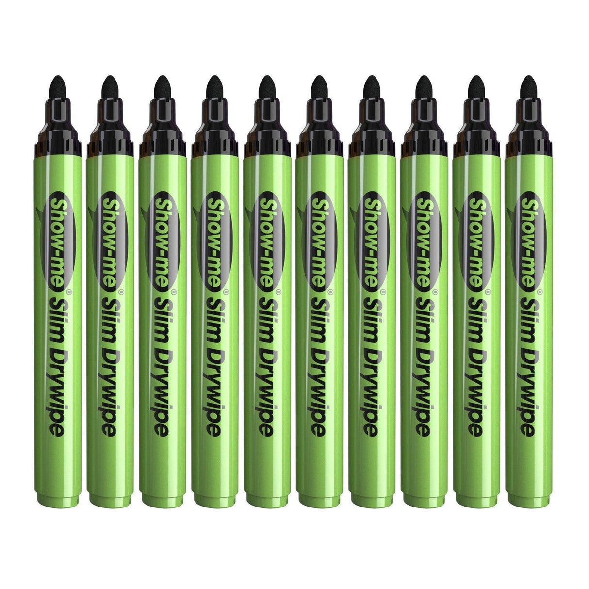 Show-me - Drywipe Markers - Medium Tip - Slim Barrel - Black - Box of 10 by Show-me on Schoolbooks.ie