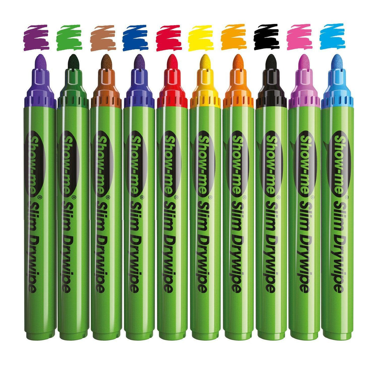 Show-me - Drywipe Markers - Medium Tip - Slim Barrel - Assorted Colours - Box of 50 by Show-me on Schoolbooks.ie