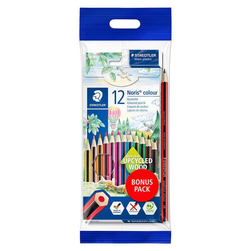 Staedtler Noris - Bonus Pack Box 12 Colouring Pencils, Pencil & Eraser by Staedtler on Schoolbooks.ie