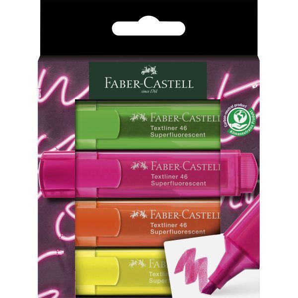 Faber-Castell - Textliner 1546 Fluorescent - Wallet of 4 by Faber-Castell on Schoolbooks.ie