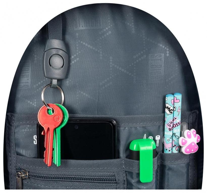 ■ St.Right - Silver Cats - 3 Compartment Backpack - BP26 by St.Right on Schoolbooks.ie