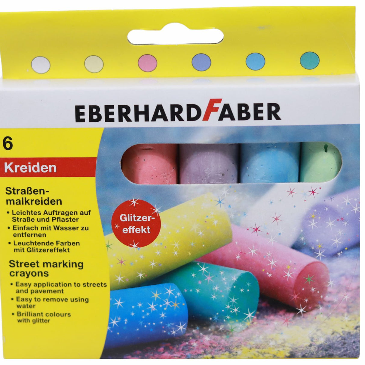 Street Marking Crayons - Glitter - Pack of 6 by Eberhard Faber on Schoolbooks.ie