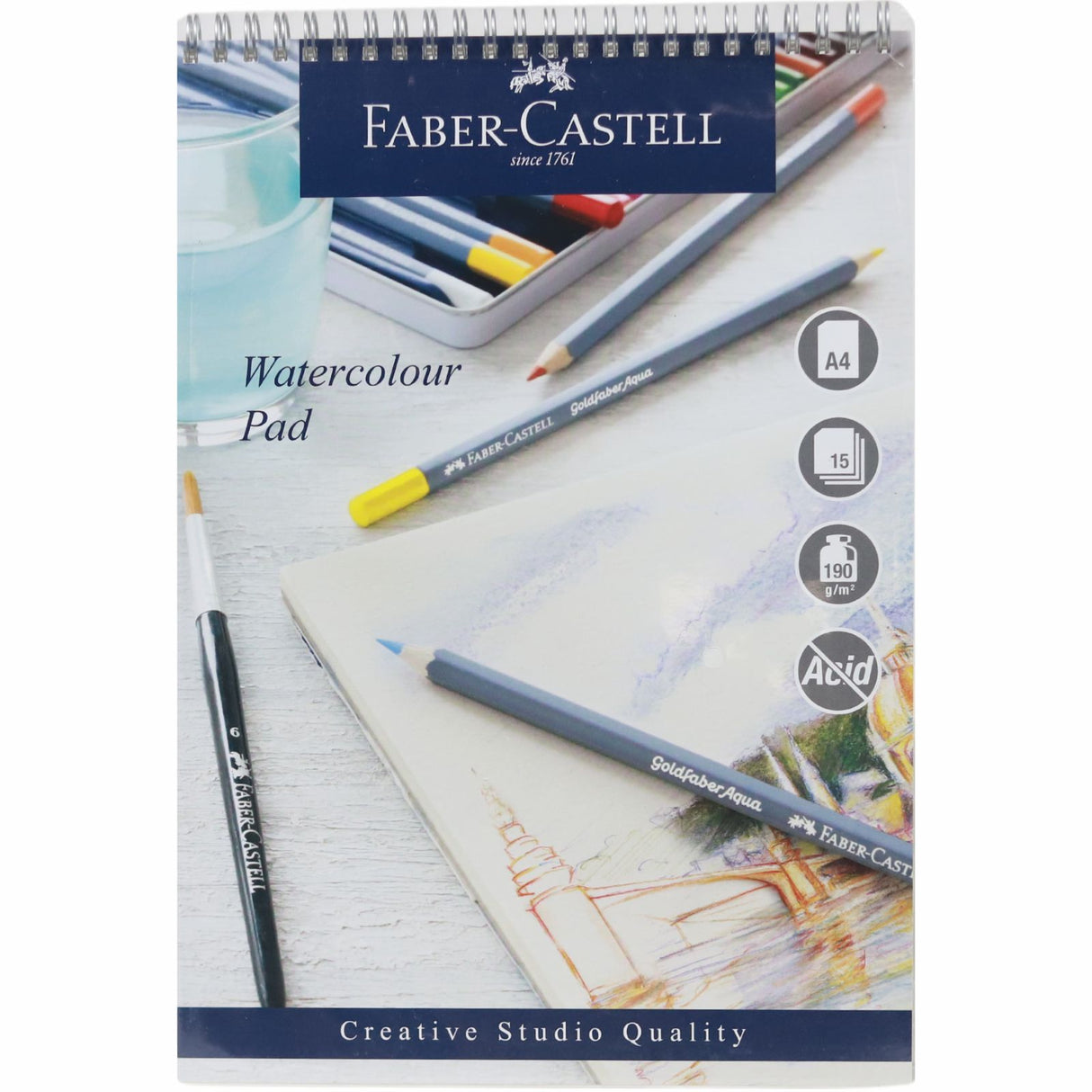 Faber-Castell - Watercolour A4 Spiral Pad - 190gms - 15 Sheets by Faber-Castell on Schoolbooks.ie