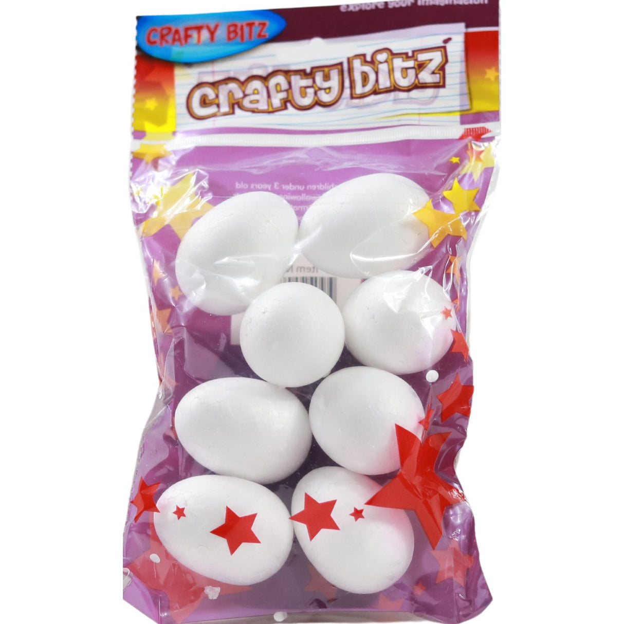 Crafty Bitz - Polystyrene Eggs - 5cm - Pack of 8 by Crafty Bitz on Schoolbooks.ie