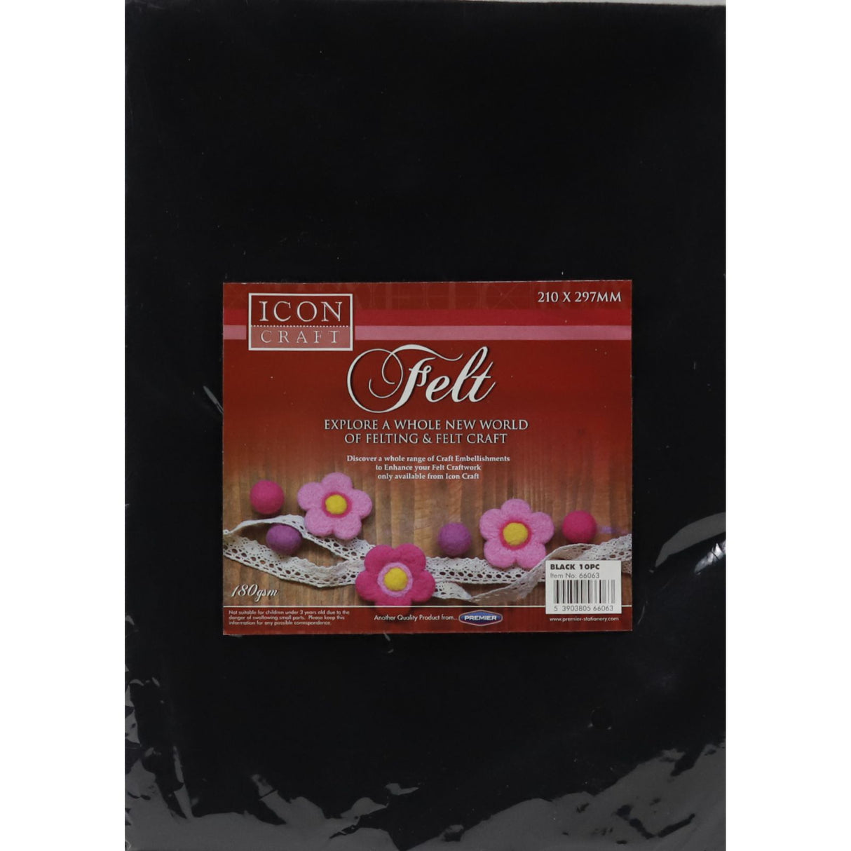 ■ Icon Craft - Felt Sheets - A4 - Black - Pack of 10 by Icon Craft on Schoolbooks.ie