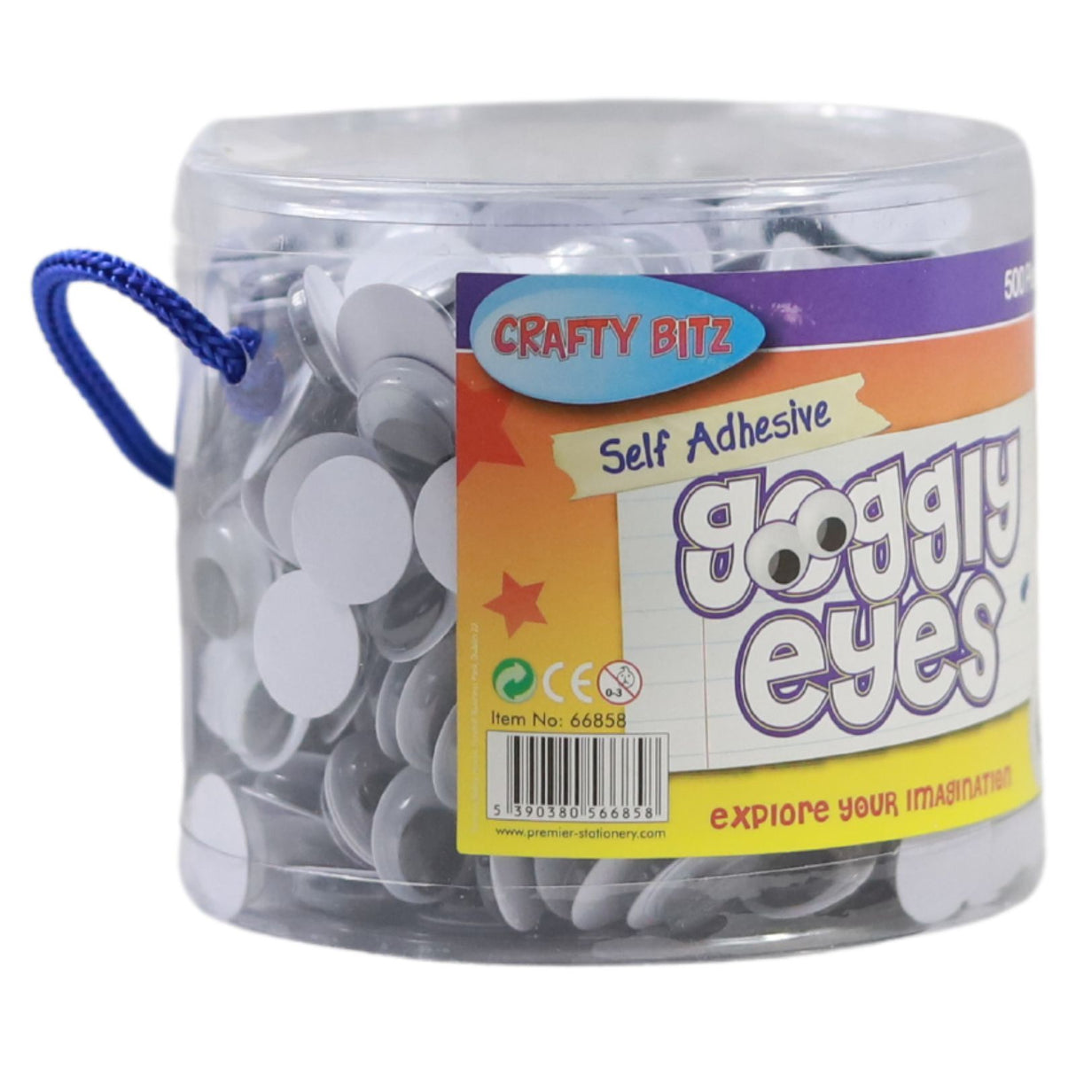 Crafty Bitz - Self Adhesive Goggly Eyes - 15mm - Tub of 500 by Crafty Bitz on Schoolbooks.ie