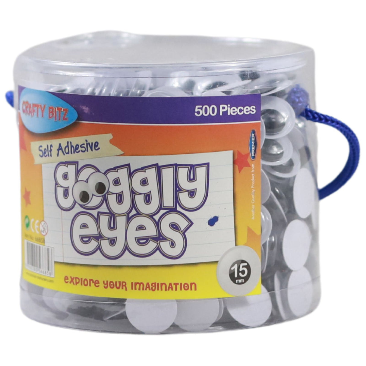 Crafty Bitz - Self Adhesive Goggly Eyes - 15mm - Tub of 500 by Crafty Bitz on Schoolbooks.ie