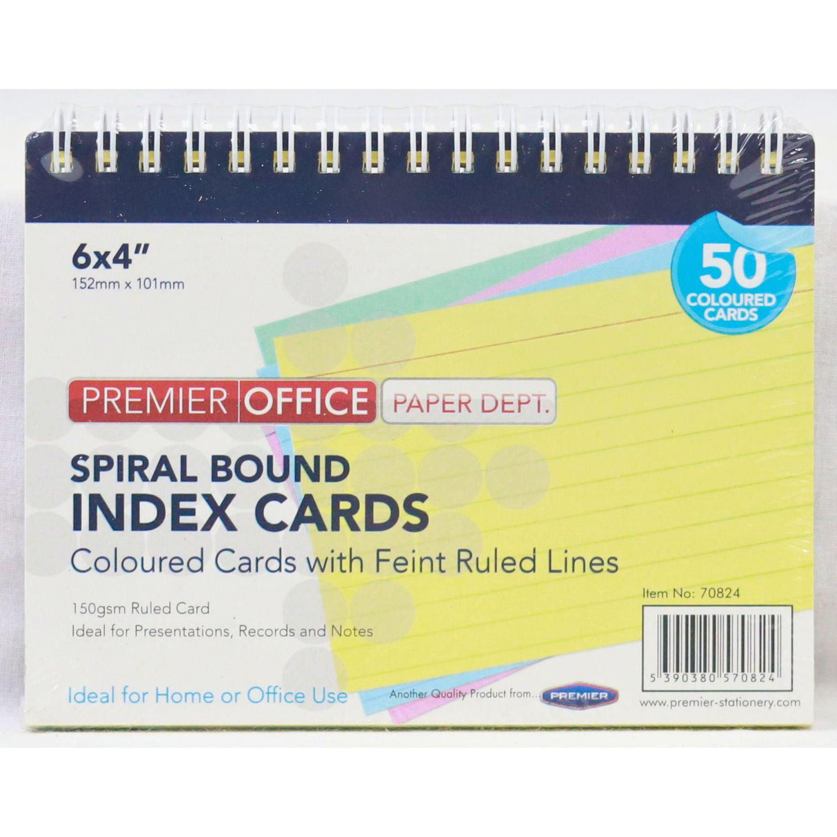 Concept - Spiral Bound Record Cards - 6" x 4" - Assorted Colours - 50 Cards by Concept on Schoolbooks.ie