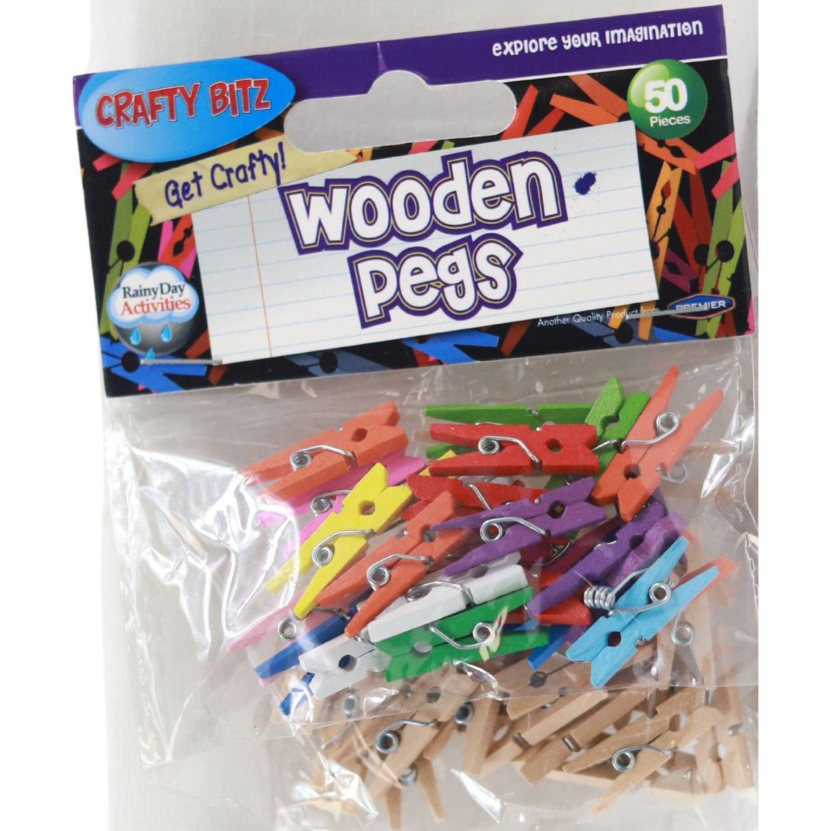 Crafty Bitz Packet of 50 Assorted Wooden Pegs by Crafty Bitz on Schoolbooks.ie