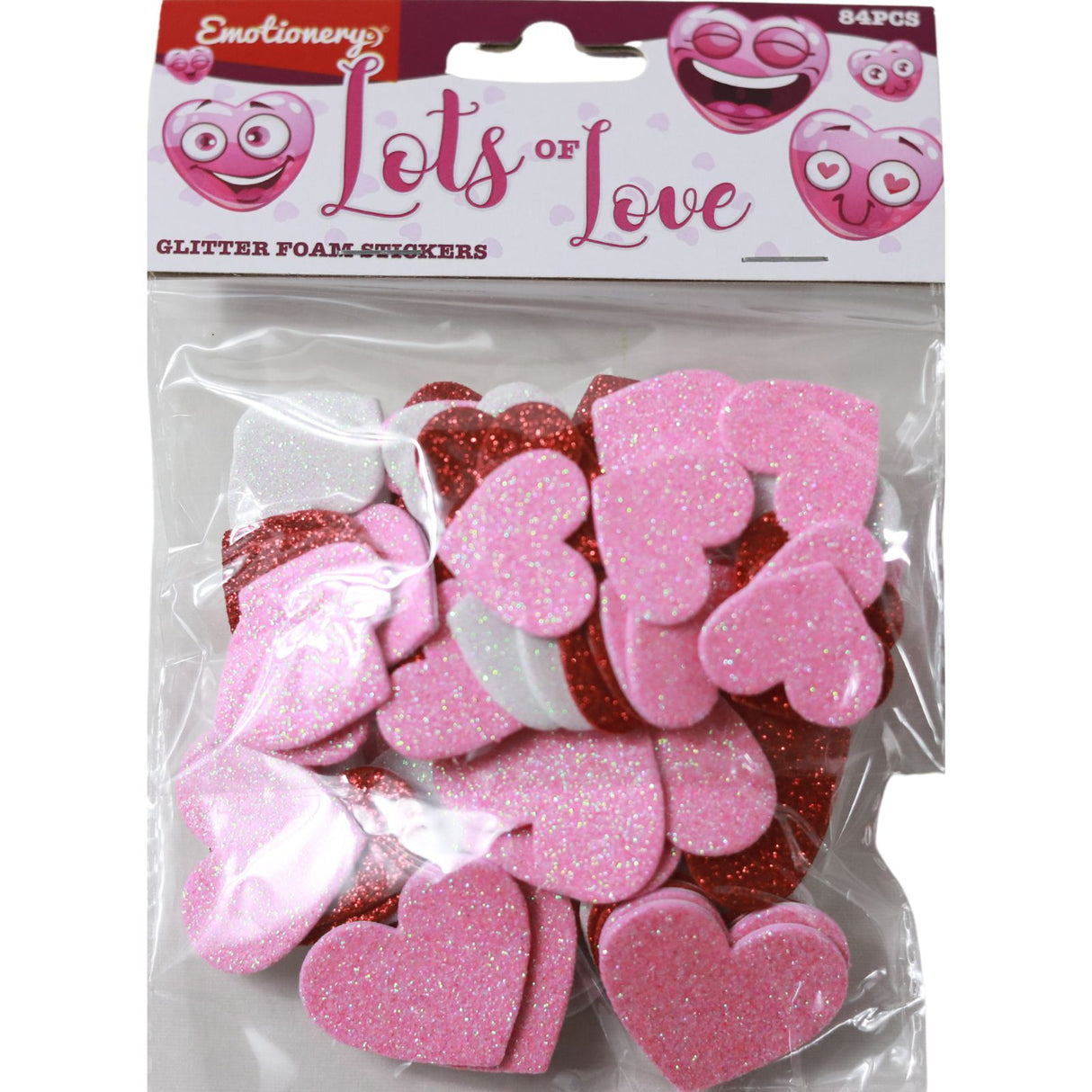 Emotionery - Lots of Love Hearts - Glitter Foam Stickers - Packet of 84 by Emotionery on Schoolbooks.ie