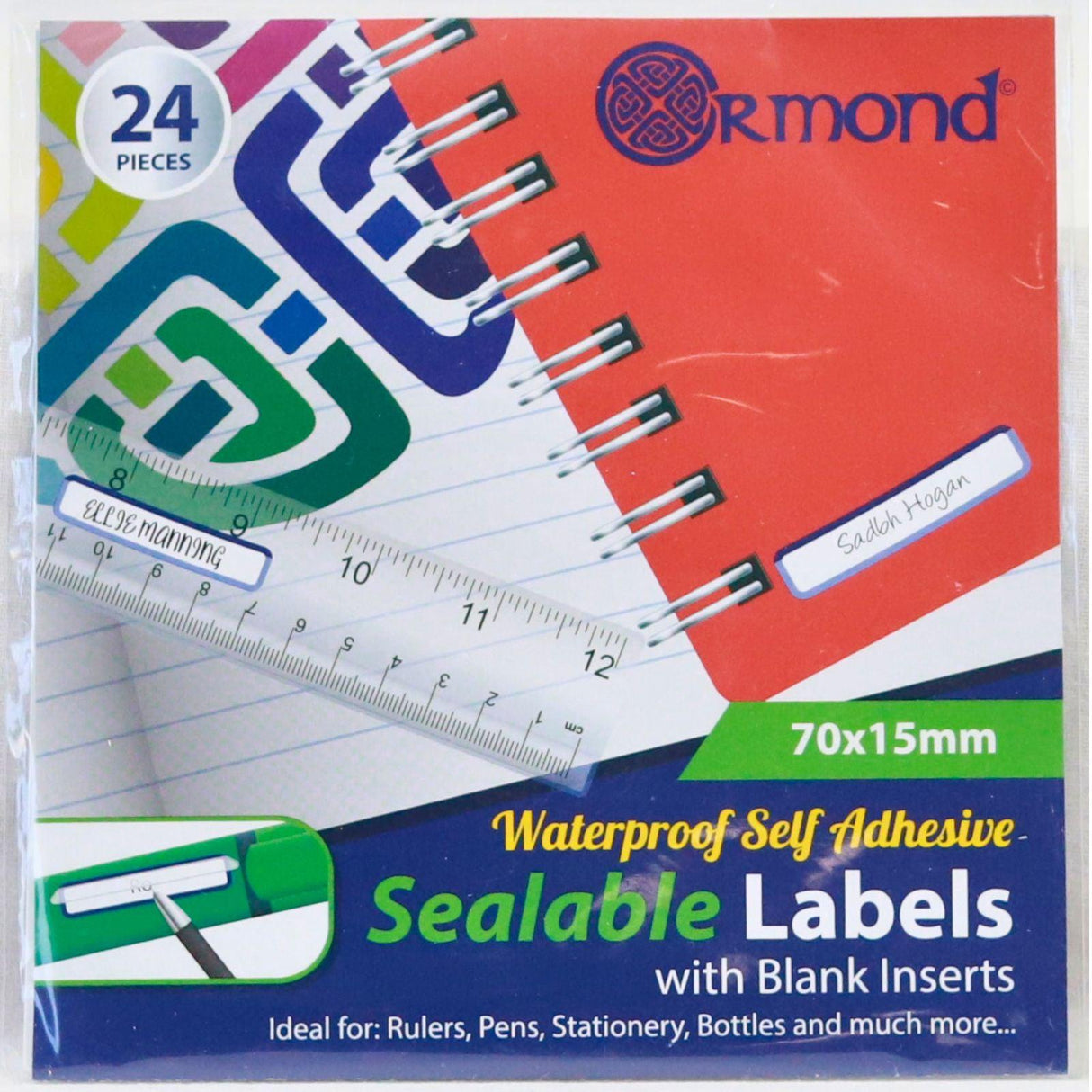Ormond - Pack of 24 (70x15mm) Waterproof Self Adhesive Sealable Labels by Ormond on Schoolbooks.ie
