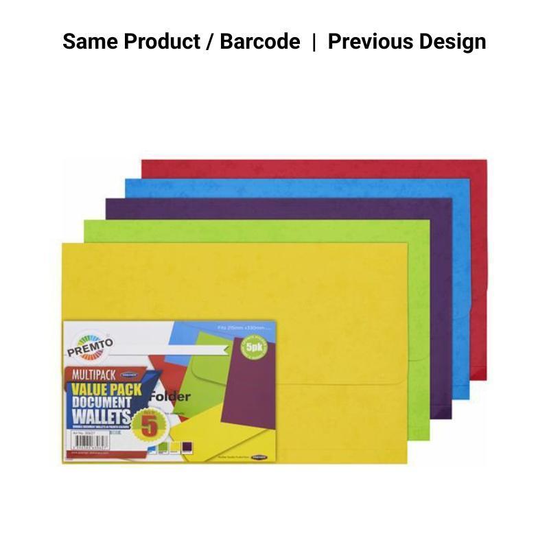 ■ Premto - Document Wallets - Extra Durable - Card - Pack of 5 by Premto on Schoolbooks.ie