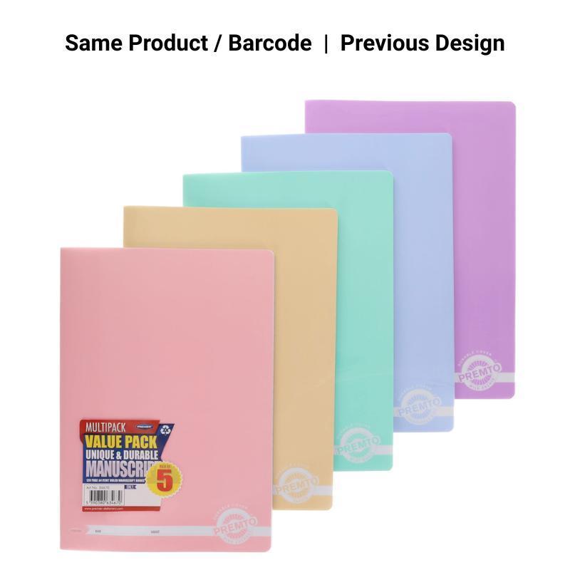 Premto - Manuscript Book - Durable Cover - A4 - 120 page - Pack of 5 by Premto on Schoolbooks.ie