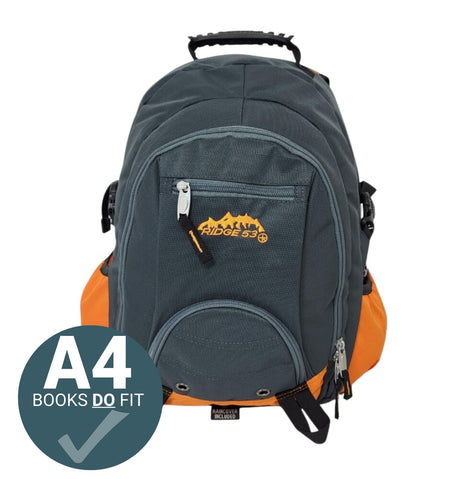 Ridge 53 - Bolton Backpack - Grey and Orange by Ridge 53 on Schoolbooks.ie