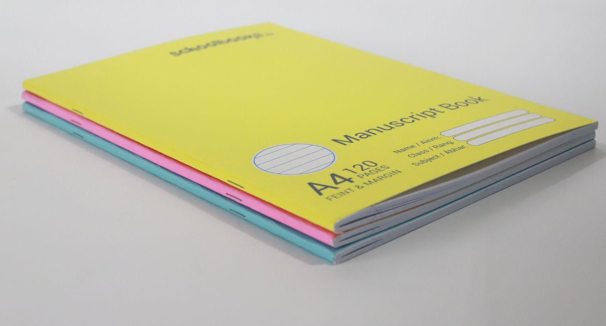 Schoolbooks.ie - A4 Manuscript Book - 120 Page - Pack of 3 - Pastels by Schoolbooks.ie on Schoolbooks.ie