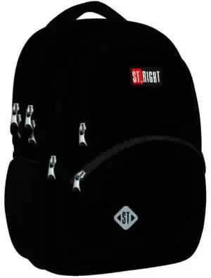 ■ St.Right - Black - 4 Compartment Backpack - BP5 by St.Right on Schoolbooks.ie