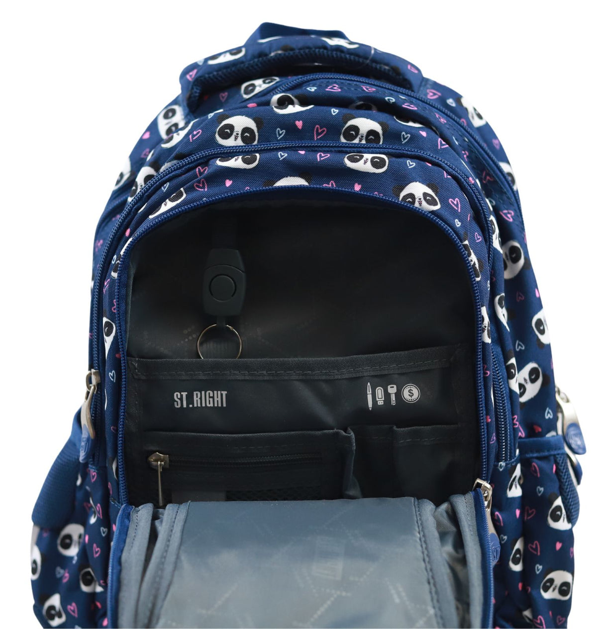 ■ St.Right - Love Panda - 3 Compartment Backpack - BP26 by St.Right on Schoolbooks.ie