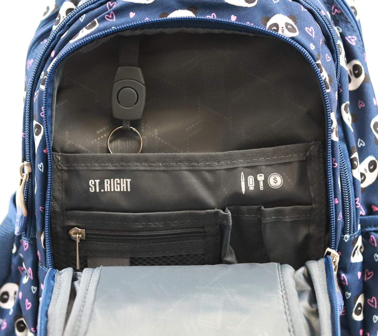 ■ St.Right - Love Panda - 3 Compartment Backpack - BP26 by St.Right on Schoolbooks.ie