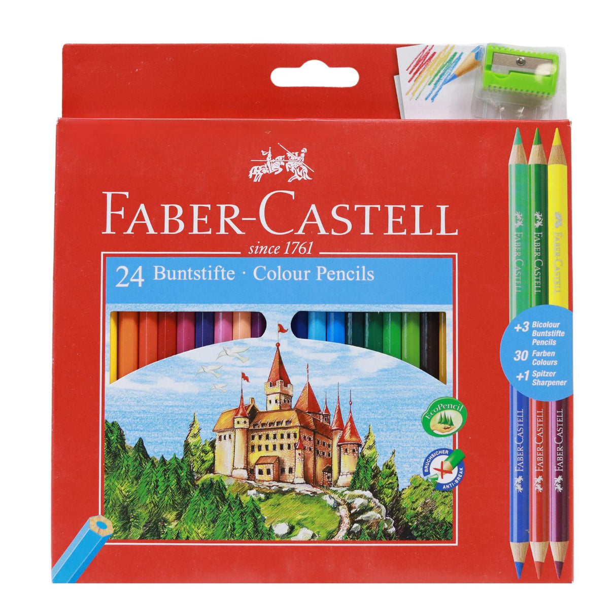 Faber-Castell - Eco Colour Pencils Box 24 With 3 Free Bio-Colours + Sharpener by Faber-Castell on Schoolbooks.ie