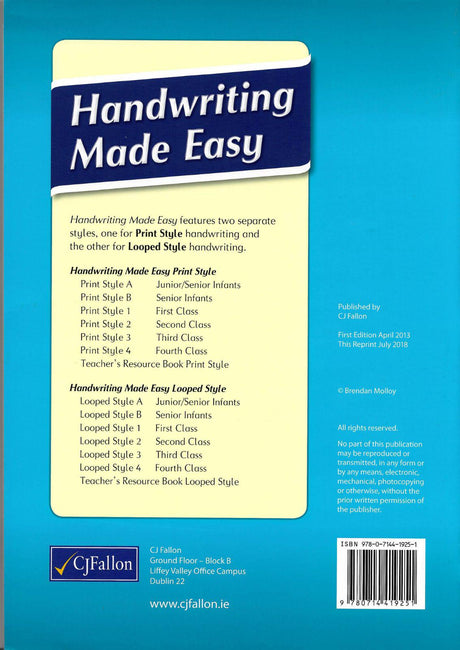 Handwriting Made Easy - Looped Style A by CJ Fallon on Schoolbooks.ie