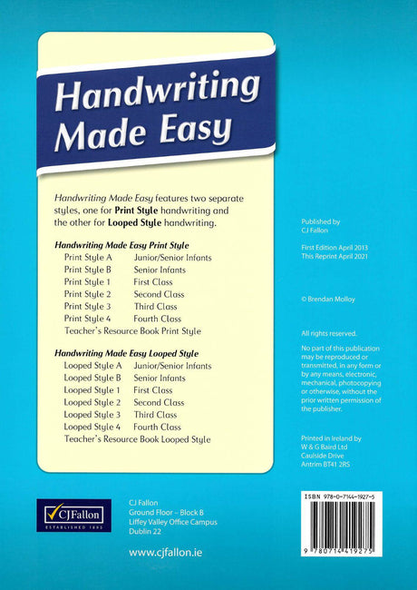 Handwriting Made Easy - Looped Style 1 by CJ Fallon on Schoolbooks.ie