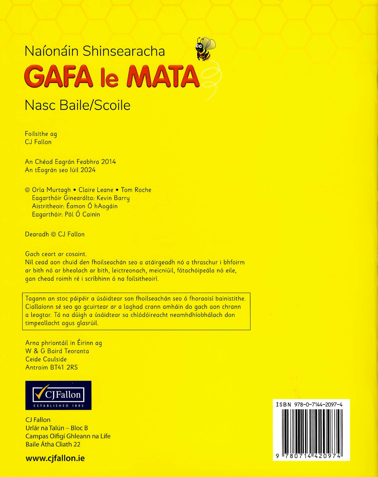 ■ Gafa le Mata - Naionain Shinsearacha Paicead - 1st / Old Edition (2015) by CJ Fallon on Schoolbooks.ie