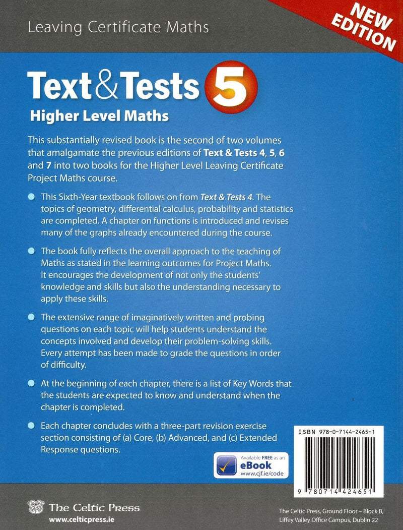 Text & Tests 5 - Higher Level - New Edition (2018) by Celtic Press (now part of CJ Fallon) on Schoolbooks.ie