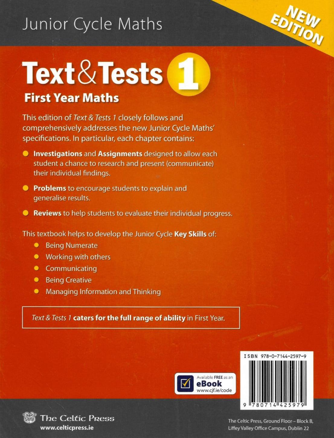 Text & Tests 1 - New Edition (2018) by Celtic Press (now part of CJ Fallon) on Schoolbooks.ie