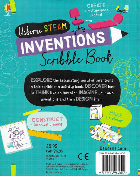 Inventions Scribble Book by Usborne Publishing Ltd on Schoolbooks.ie
