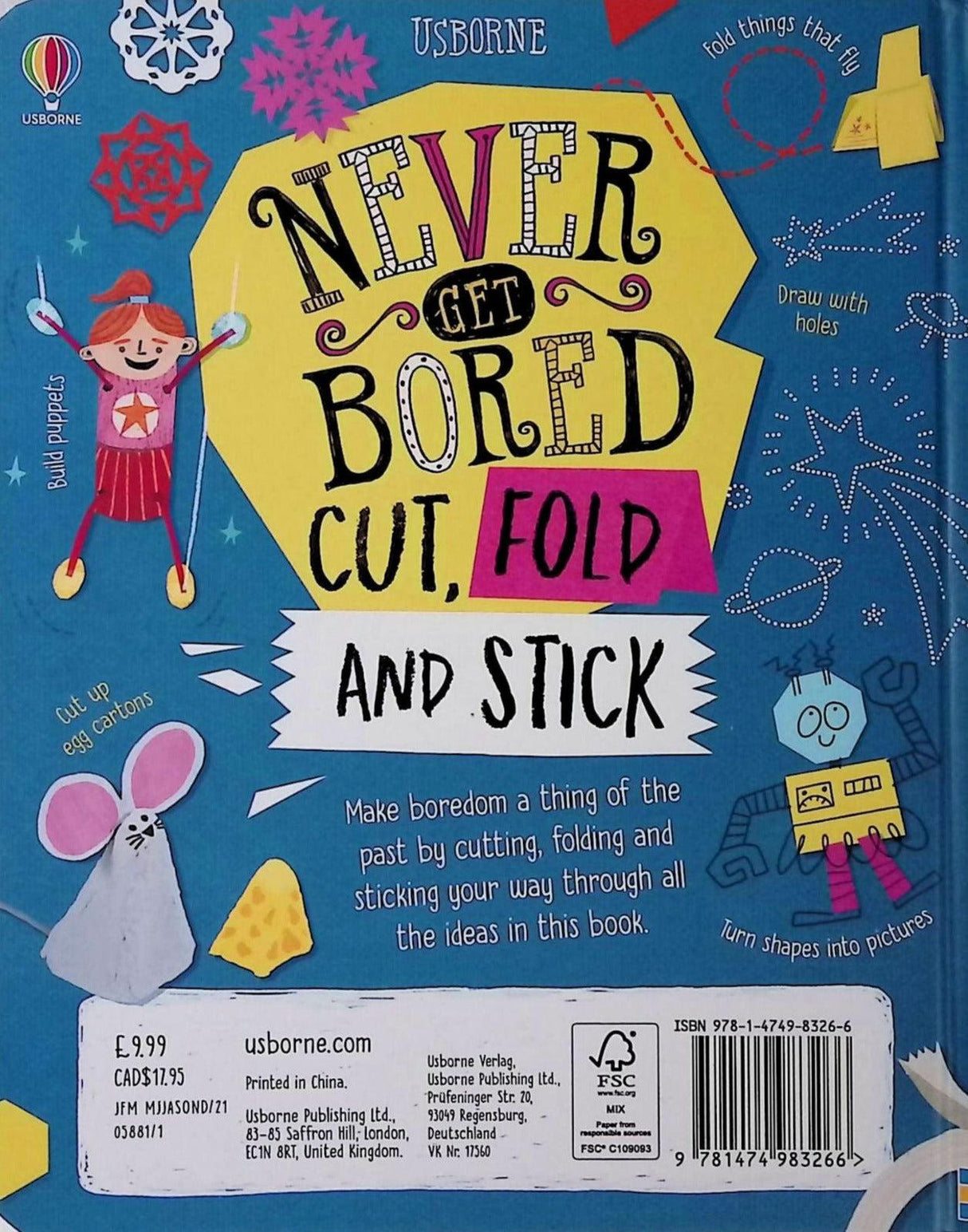 Never Get Bored Cut, Fold and Stick by Usborne Publishing Ltd on Schoolbooks.ie