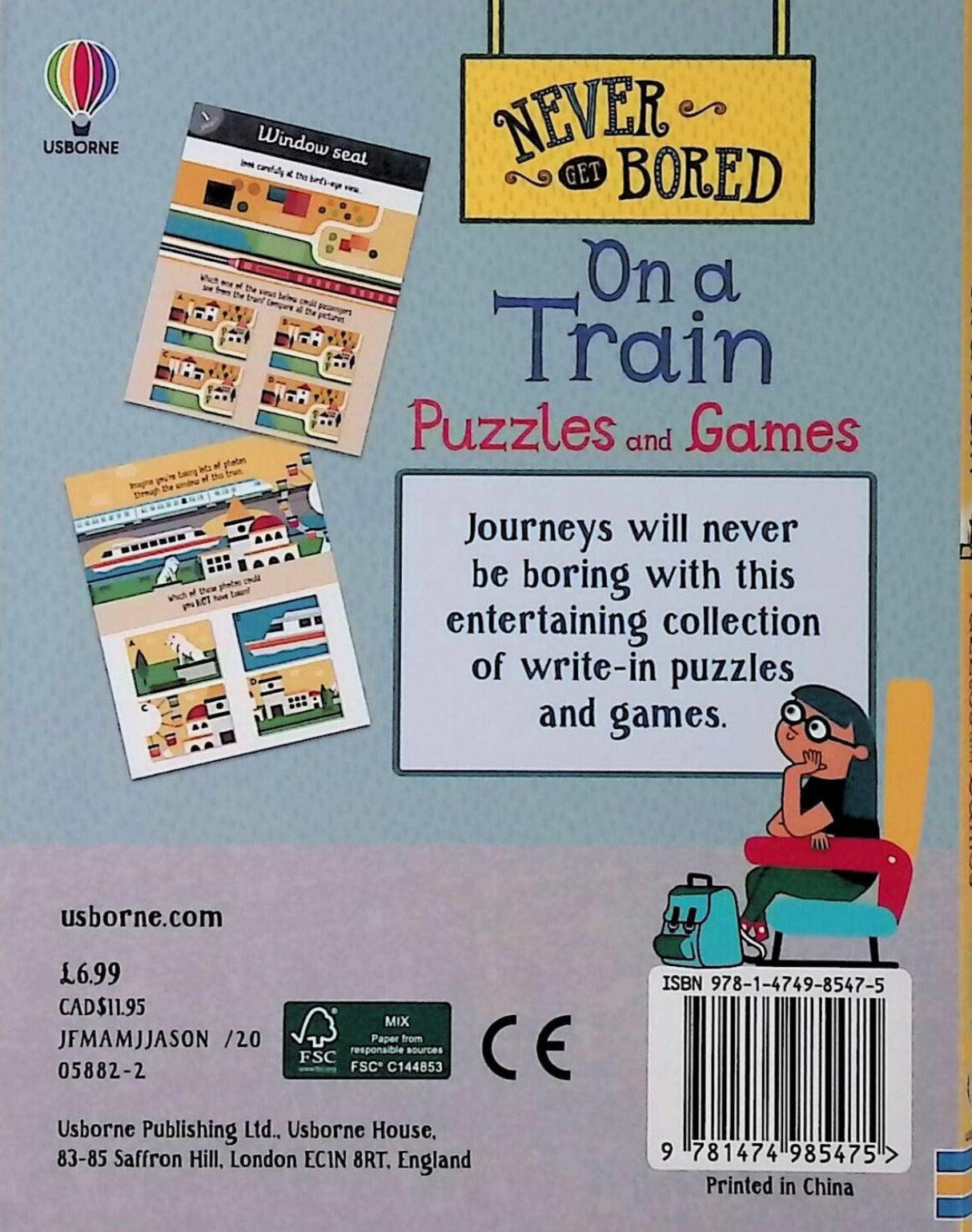 ■ Never Get Bored on a Train - Puzzles & Games by Usborne Publishing Ltd on Schoolbooks.ie