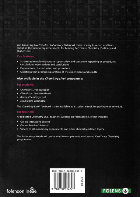 ■ Chemistry Live! - Student Laboratory Notebook - 2nd / Old Edition (2014) by Folens on Schoolbooks.ie