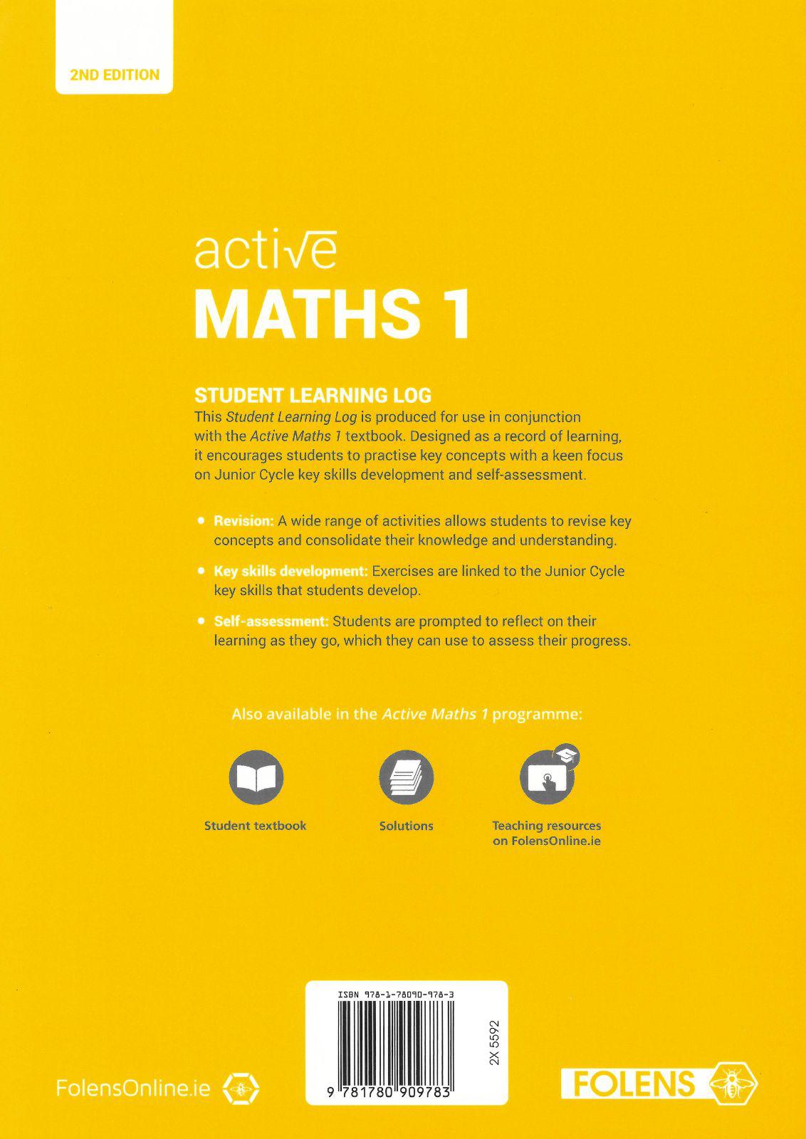 ■ Active Maths 1 - Student Learning Log - 2nd / Old Edition (2018) by Folens on Schoolbooks.ie
