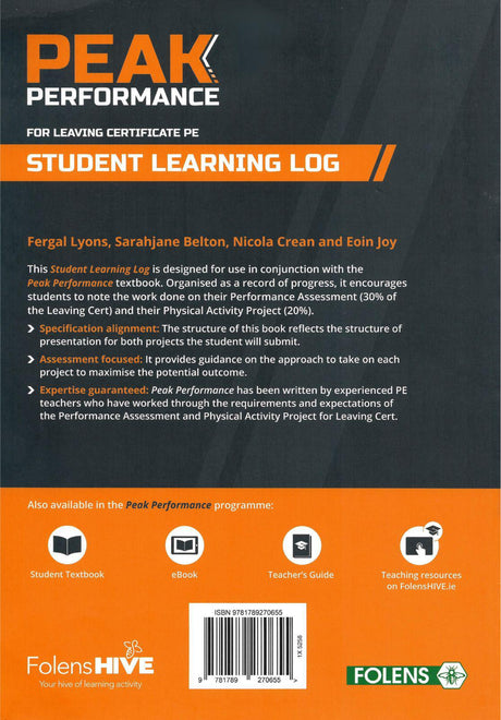 Peak Performance - Student Learning Log Only by Folens on Schoolbooks.ie