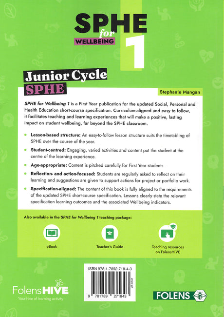 SPHE for Wellbeing - Book 1 by Folens on Schoolbooks.ie