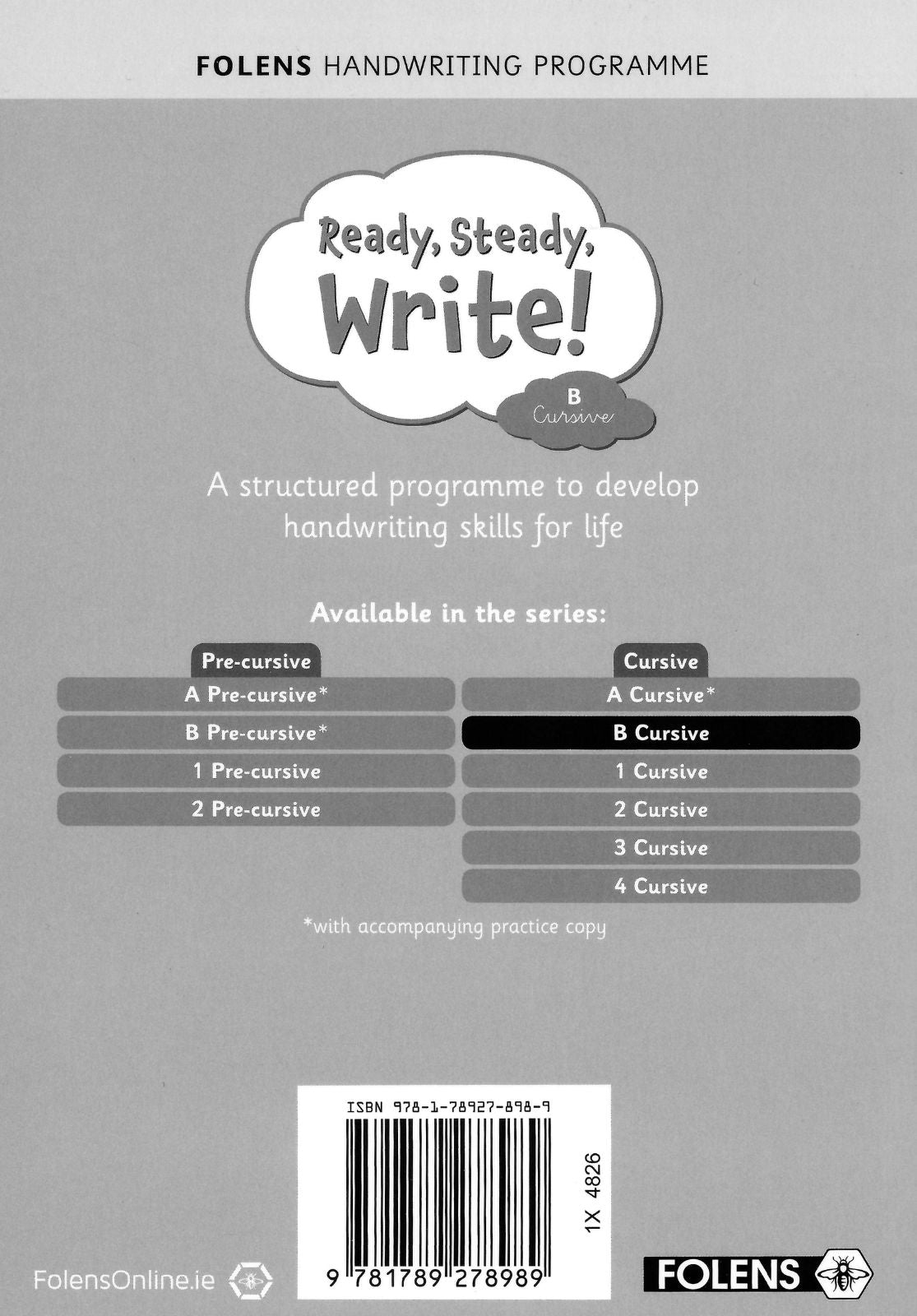 Ready, Steady, Write! B - Senior Infants - Cursive - Textbook and Practice Copy Set by Folens on Schoolbooks.ie