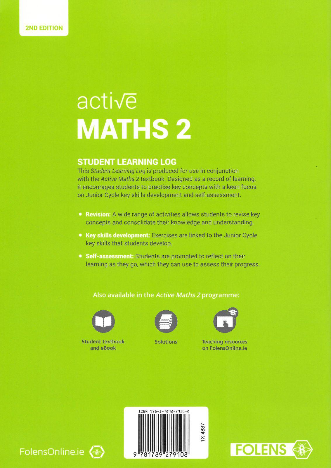 ■ Active Maths 2 - Student Learning Log - 2nd / Old Edition (2019) by Folens on Schoolbooks.ie