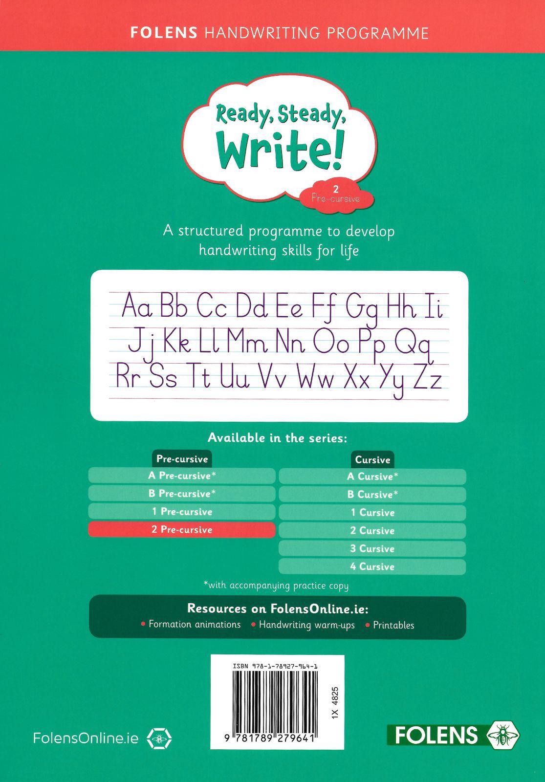 Ready, Steady, Write! 2 - Second Class - Pre-cursive by Folens on Schoolbooks.ie