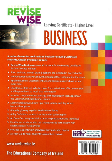 Revise Wise - Leaving Cert - Business - Higher Level - New Edition (2022) by Edco on Schoolbooks.ie