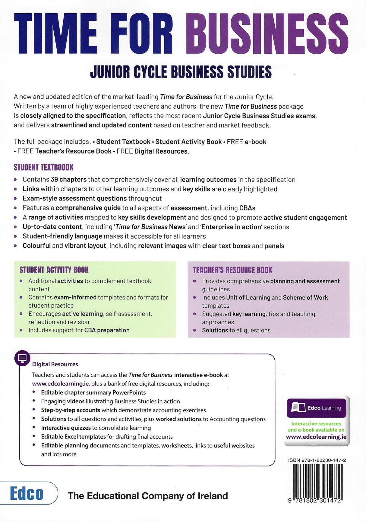 Time For Business - Textbook & Workbook Set - 3rd / New Edition (2024) by Edco on Schoolbooks.ie