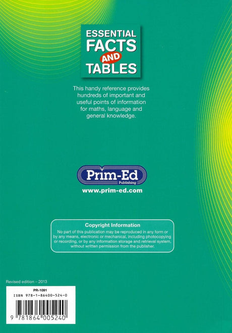 Essential Facts and Tables by Prim-Ed Publishing on Schoolbooks.ie