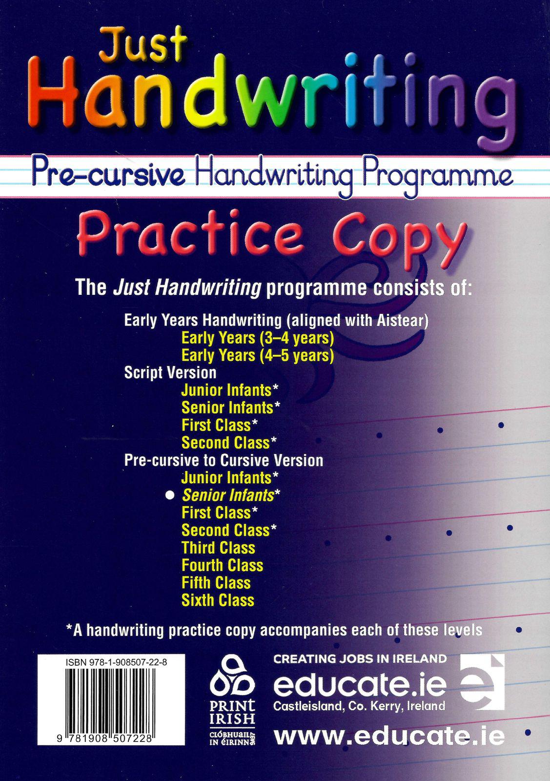 Just Handwriting - Senior Infants by Educate.ie on Schoolbooks.ie