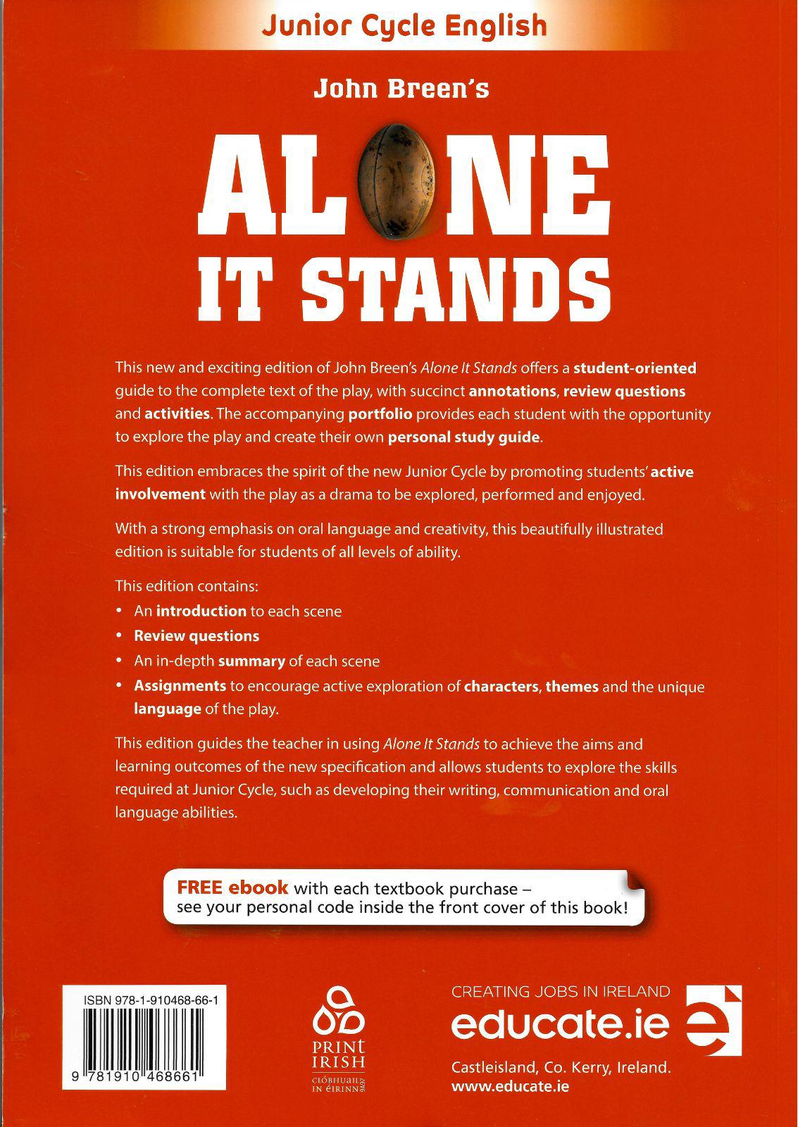 Alone it Stands + FREE Portfolio Book by Educate.ie on Schoolbooks.ie