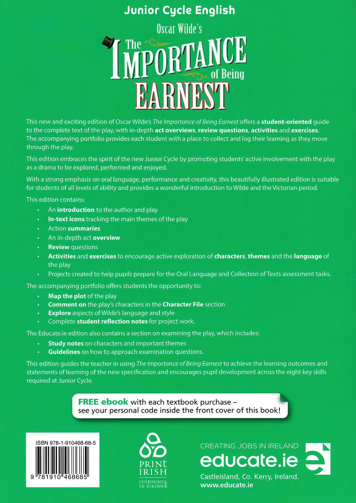 The Importance of Being Earnest + FREE Portfolio Book by Educate.ie on Schoolbooks.ie