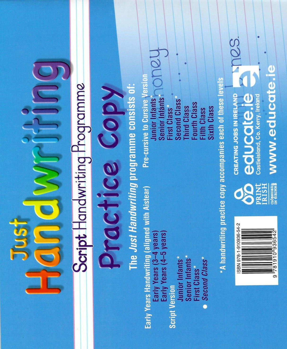 Just Handwriting - 2nd Class - Script Style by Educate.ie on Schoolbooks.ie