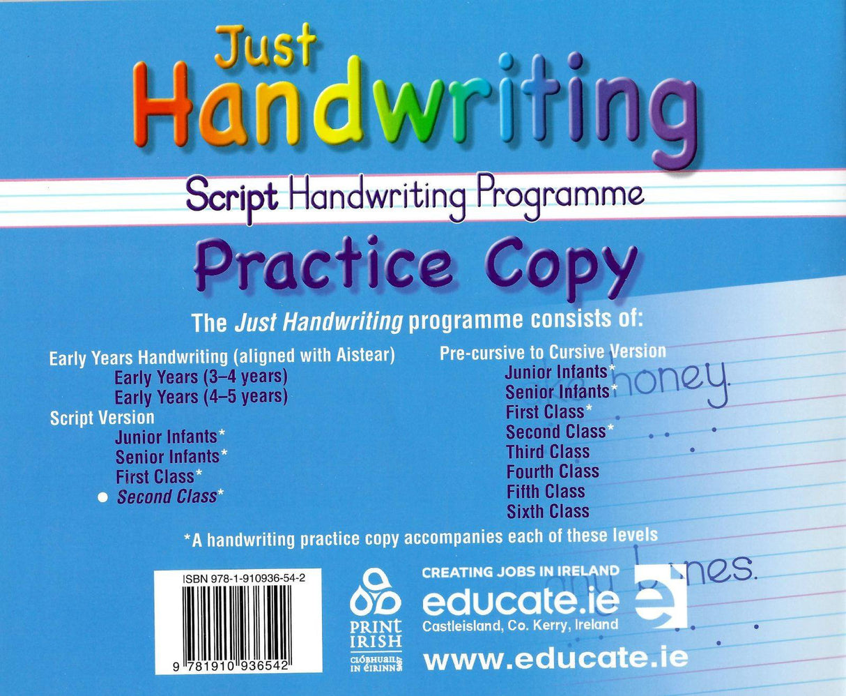 Just Handwriting - 2nd Class - Script Style by Educate.ie on Schoolbooks.ie