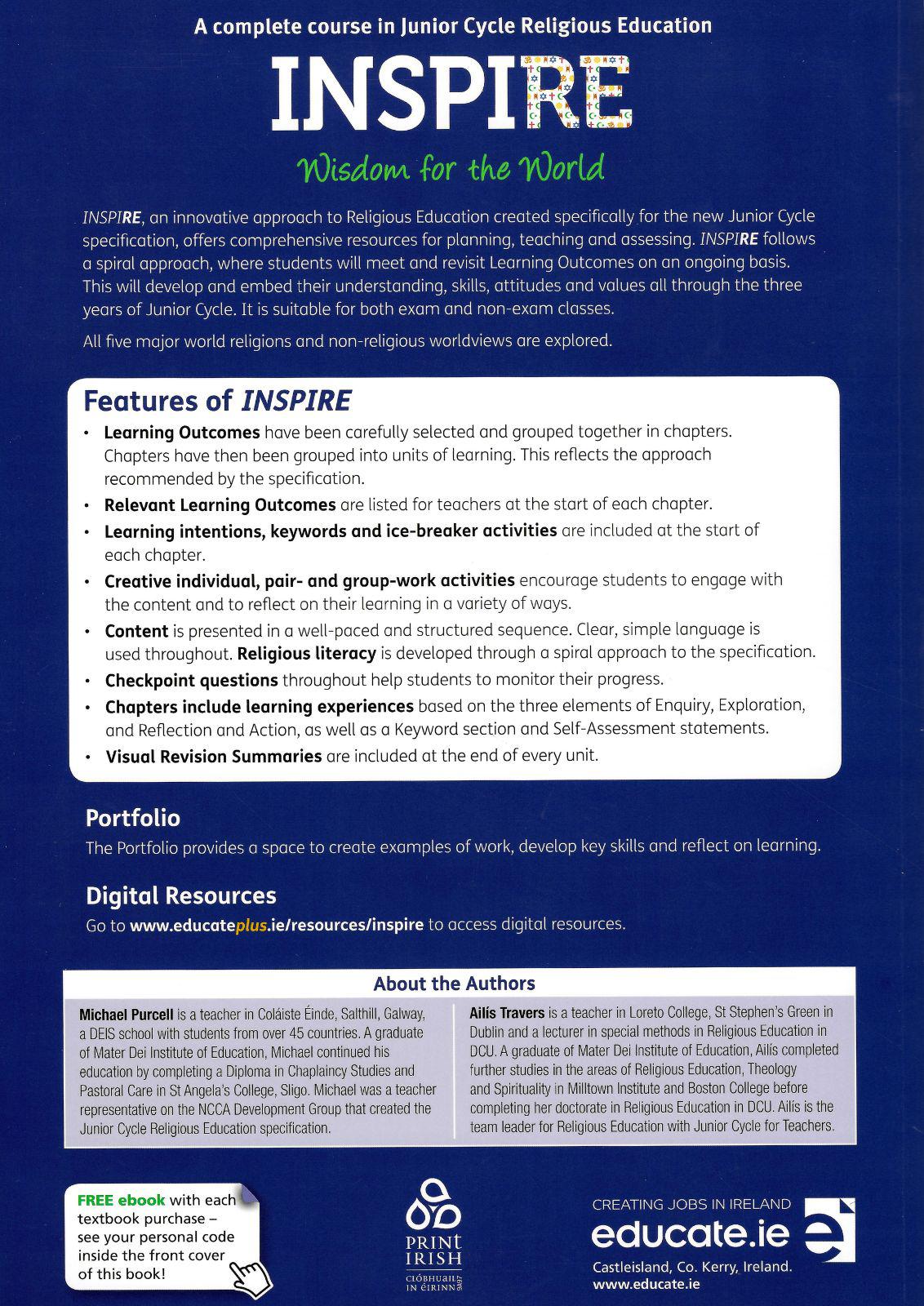 Inspire - Wisdom for the World - Textbook & Portfolio Set by Educate.ie on Schoolbooks.ie