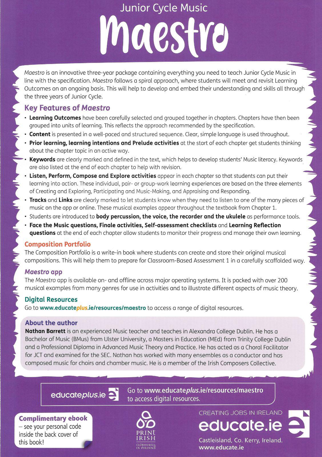 Maestro Textbook & Composition Portfolio by Educate.ie on Schoolbooks.ie