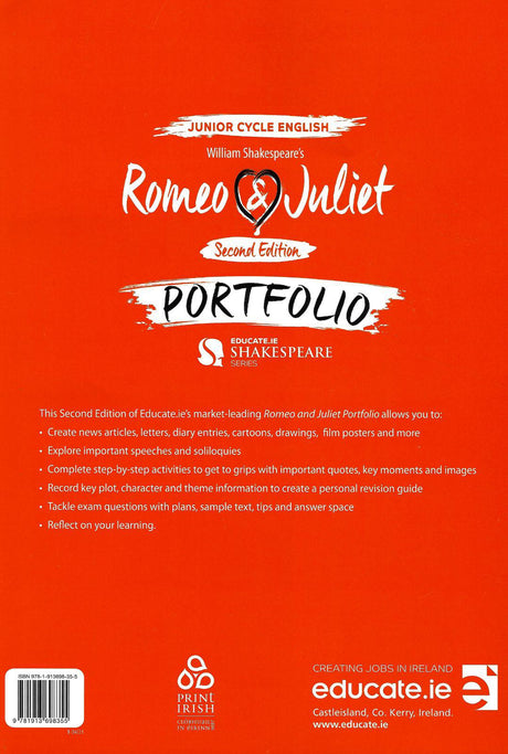 Romeo & Juliet - Portfolio Book - 2nd / New Edition (2021) by Educate.ie on Schoolbooks.ie